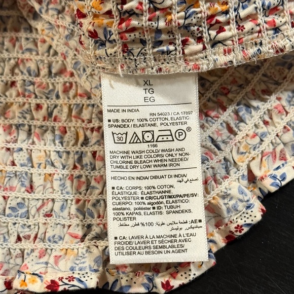 NWT Old Navy Smocked Fitted Ruffle Trim Pink Ditsy Floral Top Womens size XL - Picture 11 of 14